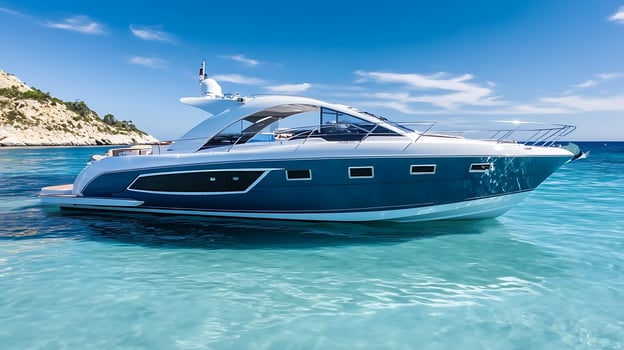 Luxurious Vessel Navigating Serene Waters with Artistic Realism photo