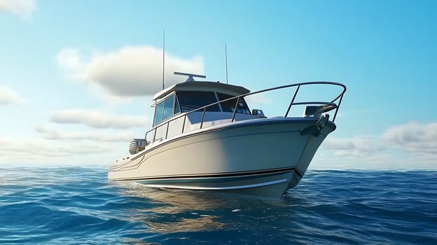 Yacht Set Amid Sparkling Waves in Detail photo