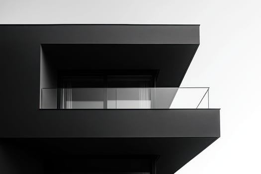 A black and white photo of a balcony