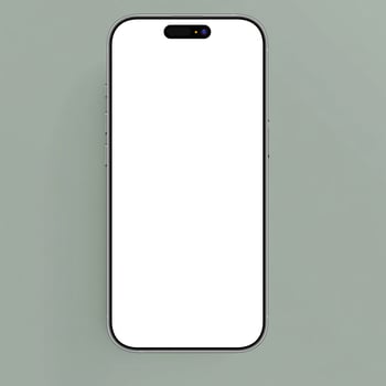 White titanium smartphone mockup template with blank screen on green background photo