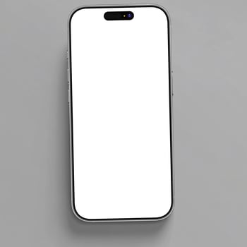 White titanium smartphone mockup template with blank screen on gray background photo