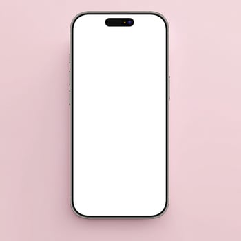 Natural titanium smartphone mockup template with blank screen on pink background photo