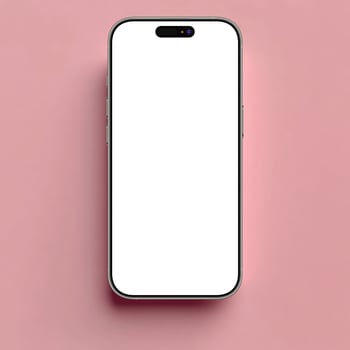 Natural titanium smartphone mockup template with blank screen on pink background photo