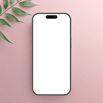 Natural titanium smartphone mockup template with blank screen on pink background photo