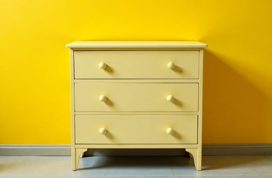 Modern interior of children room yellow color, cozy playroom in house photo