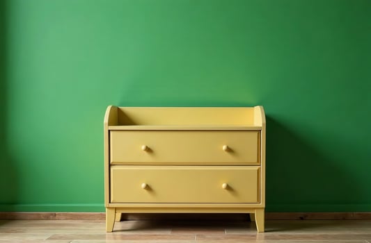 Modern interior of children room green color, playroom in cosh house photo