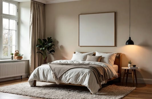 Modern Cozy snug Interior Bedroom Apartment, Comfortable House Design photo