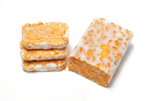 Tempeh - The traditional Indonesian food made from soybeans that have been fermented photo