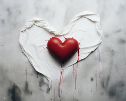 Broken heart bleeding red blood photo