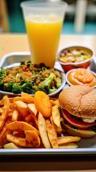 Delicious fast food meal with burger, fries, and drink photo