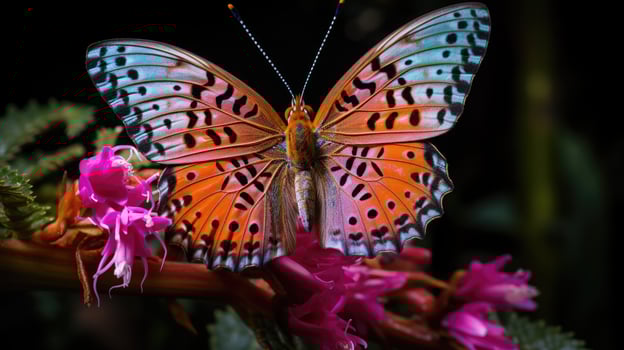 Vibrant butterfly on pink flower photo