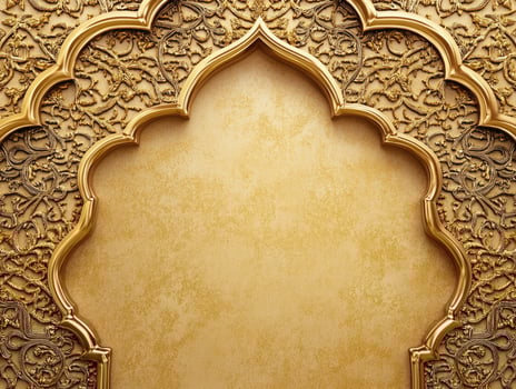 Elegant traditional golden pattern on warm beige background for interior design photo