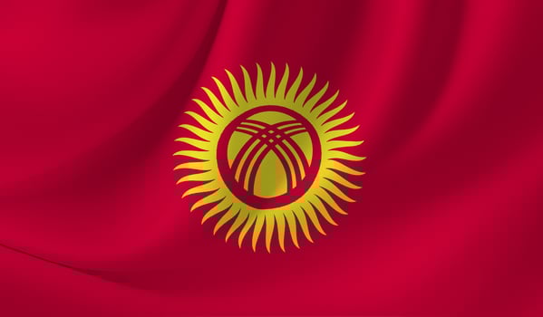 Illustration of KYRGYZSTAN flag with wavy effect photo