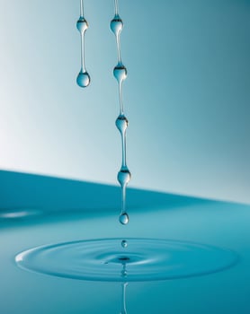 Delicate Serum Drops on a Vivid Blue Surface photo