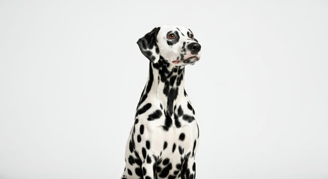 Elegant dalmatian dog in studio setting with minimalist white background perfect for pet themed designs photo