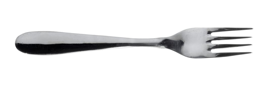 Silver fork silverware isolated on white background photo