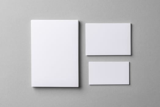 Business mock up cards with copy space on grey photo