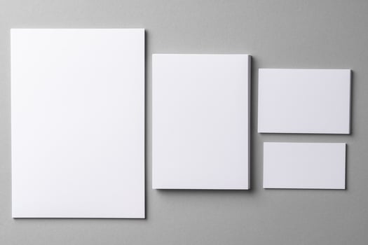 Business mock up cards with copy space on grey photo