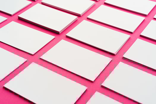 Mock-up on pink background. Businesscards with copy space photo