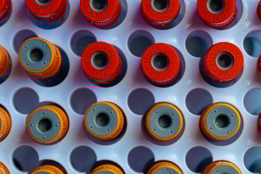 Blood test tubes in lab close up photo