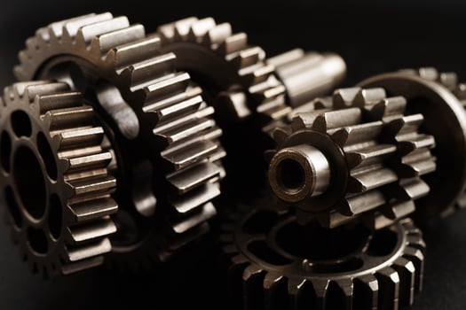 Metal gear wheel engine car and bike, mechanic industry. photo