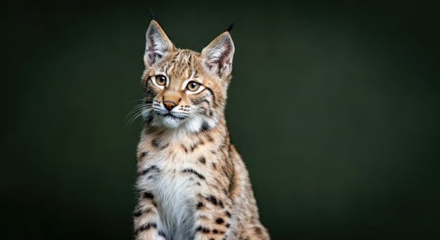 Majestic lynx against dark green background for wildlife conservation design photo