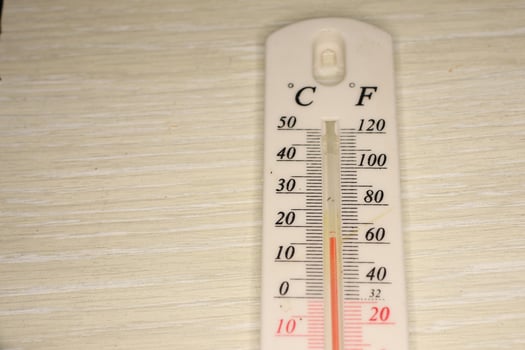 An indoor thermometer that accurately displays temperature in Celsius and Fahrenheit photo