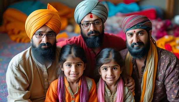 Happy Sikh family portrait. photo