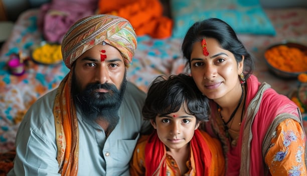 Happy Indian family portrait photo
