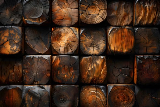 Rustic Charm Stacked Wooden Logs Featuring Rich Textures and Warm Tones for Natural Design Use photo