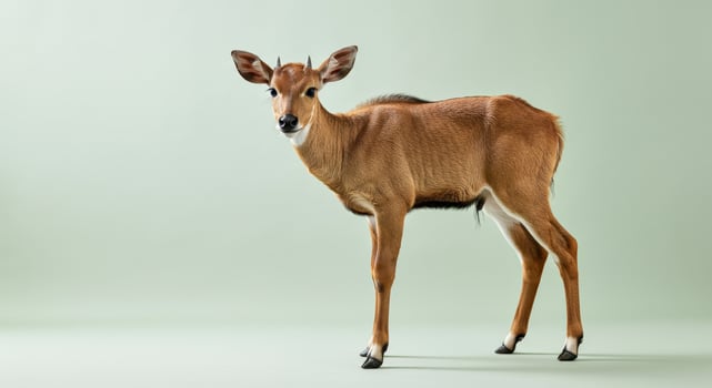 Graceful young antelope standing on neutral background for wildlife conservation awareness photo