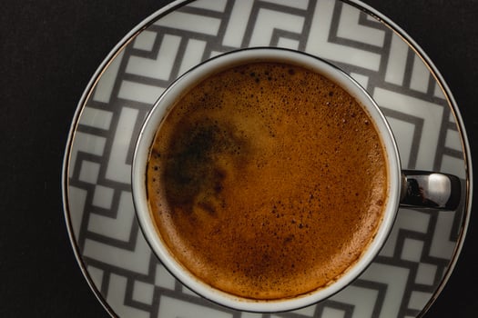 Silver cup with fragrant black Turkish coffee photo