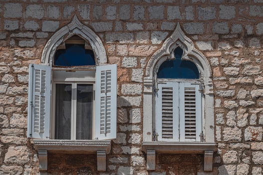 03.07.24 Porec Croatia Wonderful different window decorations on historic houses photo