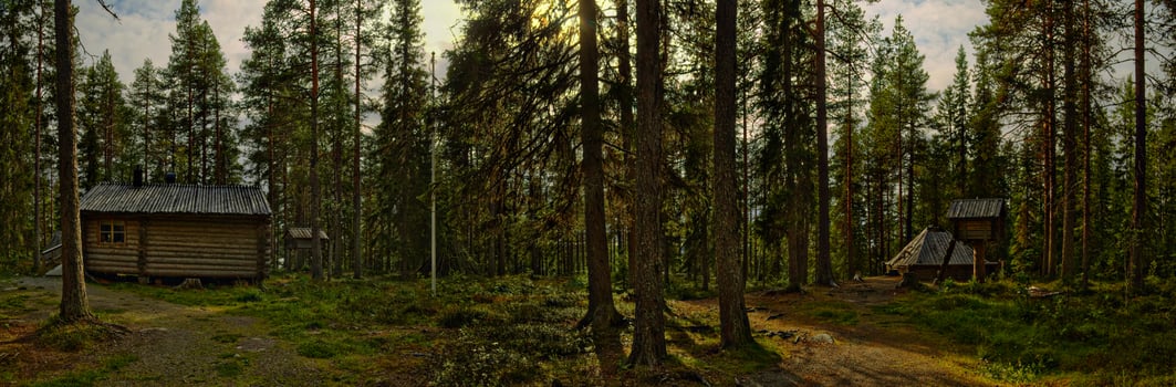 Panorama of Sami camp in Vilhelmina, Sweden photo