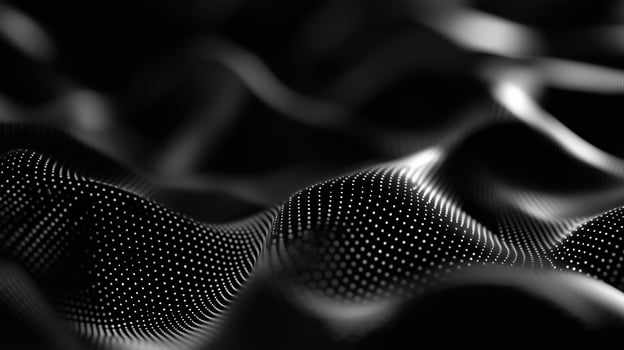 Abstract patterns of black fabric with white dots create a striking visual effect in a modern setting photo