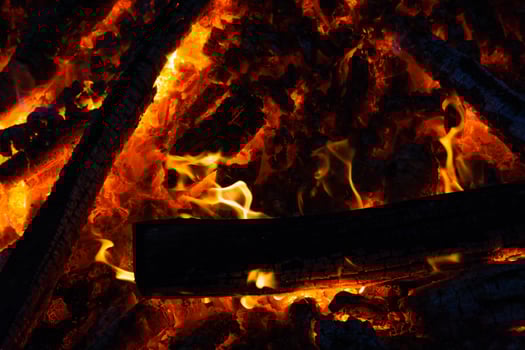 Beautiful fire flames on a campfire photo