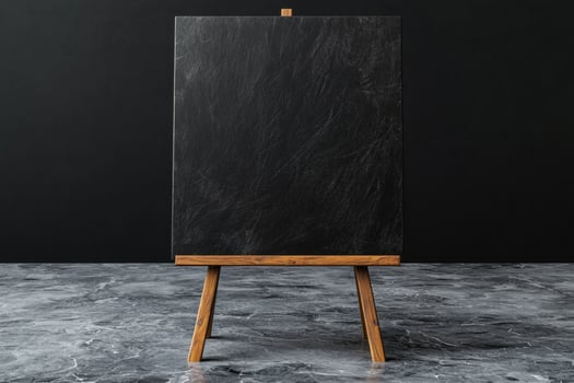 black slate chalkboard on wooden easel photo