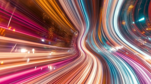 Abstract light trails, vibrant colors photo