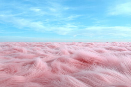 Soft pink feather field under blue sky photo
