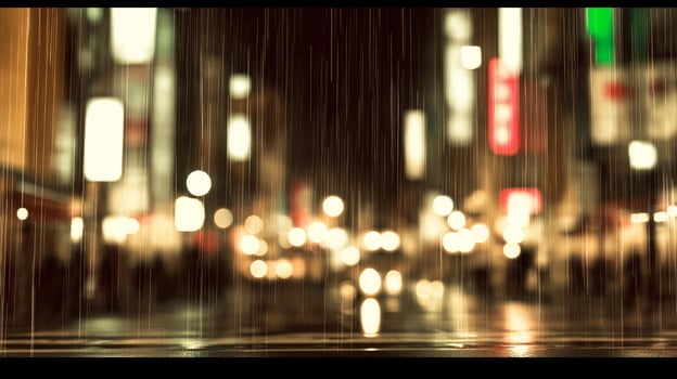 Blurred image of a city street at night with lights photo