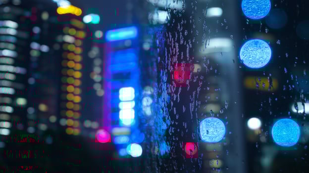 Rainy night city lights and blurred background photo