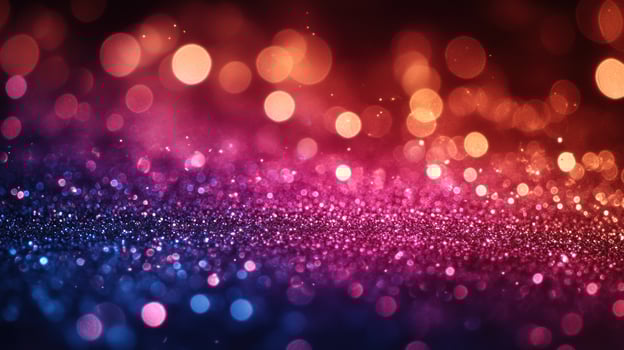 A rich, vibrant bokeh background created by shimmering glitter in shades of purple, pink, and orange at night photo