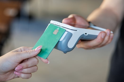 Contactless Payment with Green Credit Card photo