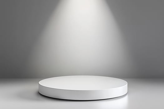 Round podium with spotlight on white background 3d rendering photo