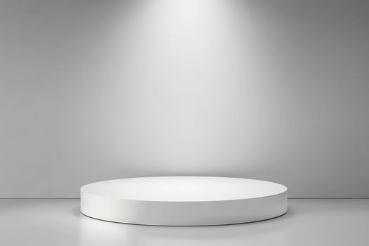 Round podium with spotlight on white background photo