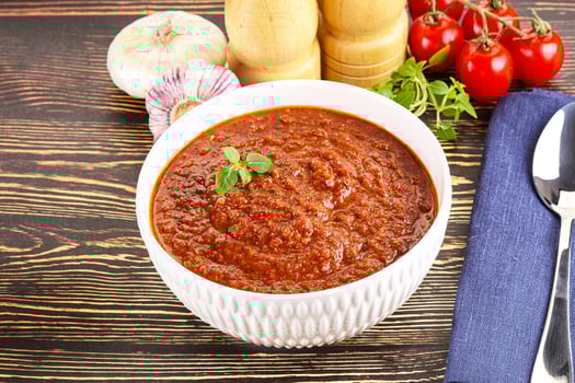 Spanish traditional gazpacho tomato soup photo