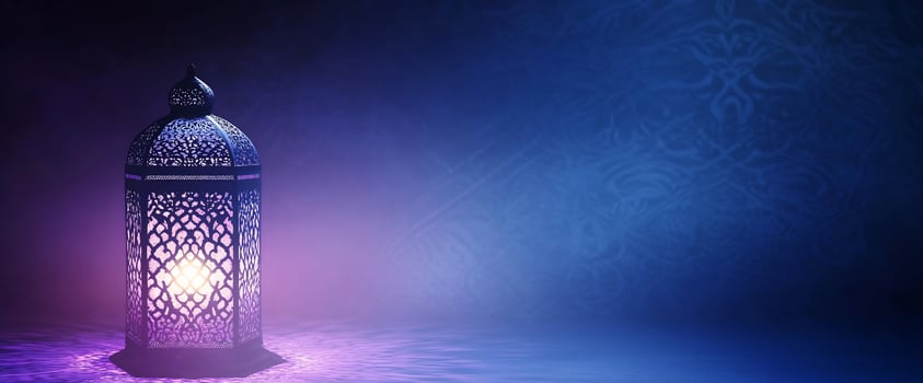 Islamic lantern on dark background photo