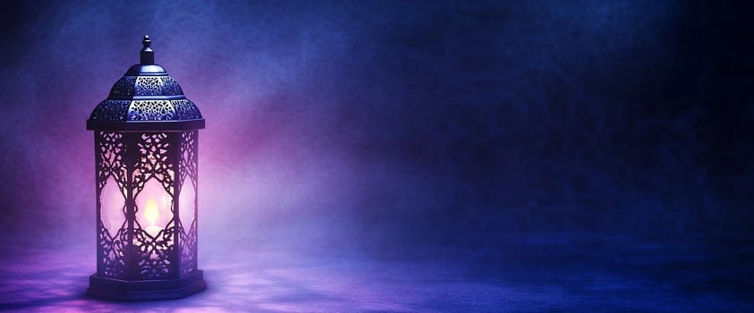 A purple lamp with a dark background photo