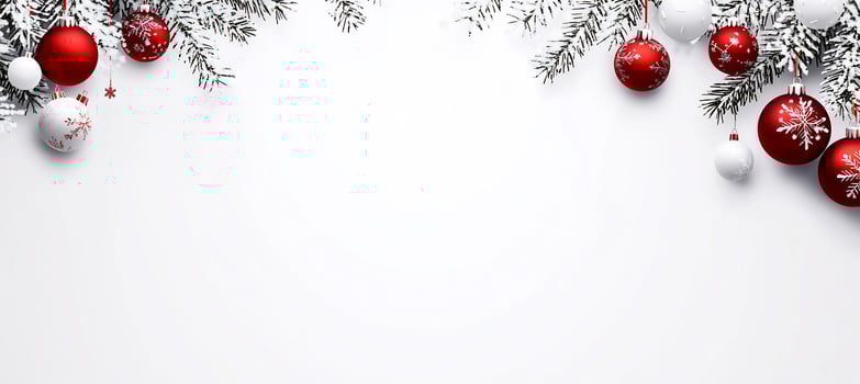 Christmas background with red and white balls photo