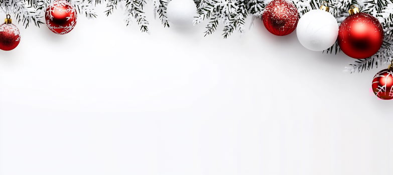 Christmas background with red and white christmas balls photo